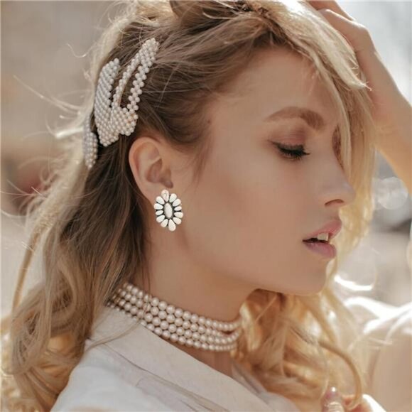 Boho White Stud Earring Set – 14 Pairs of Vintage Western-Inspired Earrings - Picture 7 of 7